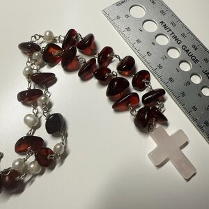 Natural Cherry Amber & Rose Quartz Necklace